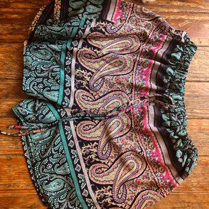 Boutique Boho Lined Drawstring Shorts Sz M
